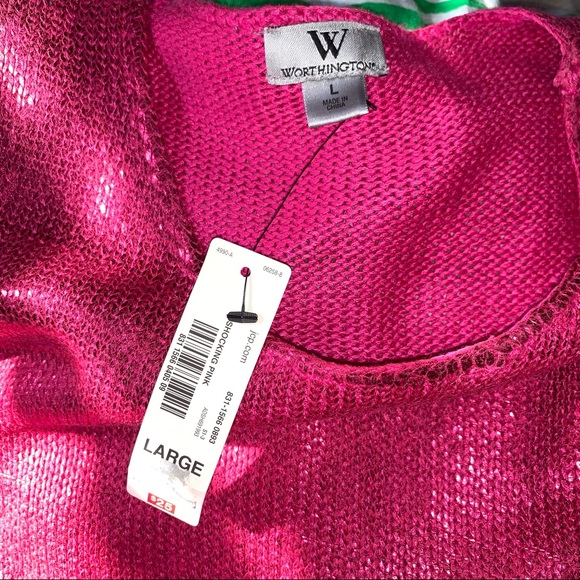 NWT Worthington ss sweater metallic pink large - Picture 4 of 4